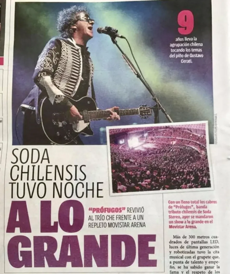 Recorte de La Cuarta sobre el concierto de PROFUGOS en Movistar Arena