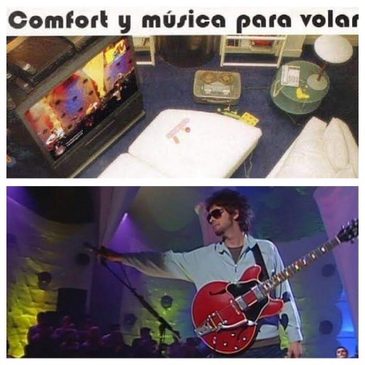 El living original y Gustavo Cerati en el escenario del Unplugged